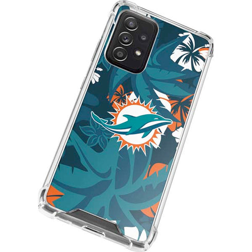 NFL Miami Dolphins Tropical Print Galaxy A52 5G Clear Case